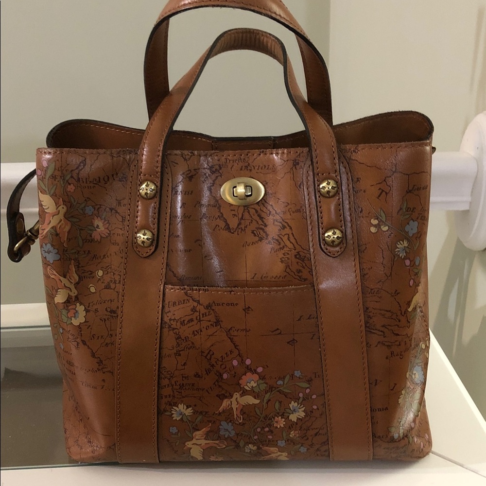 Patricia Nash Darby Floral Map medium satchel/tote
